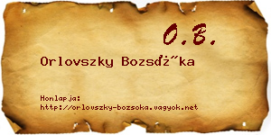 Orlovszky Bozsóka névjegykártya